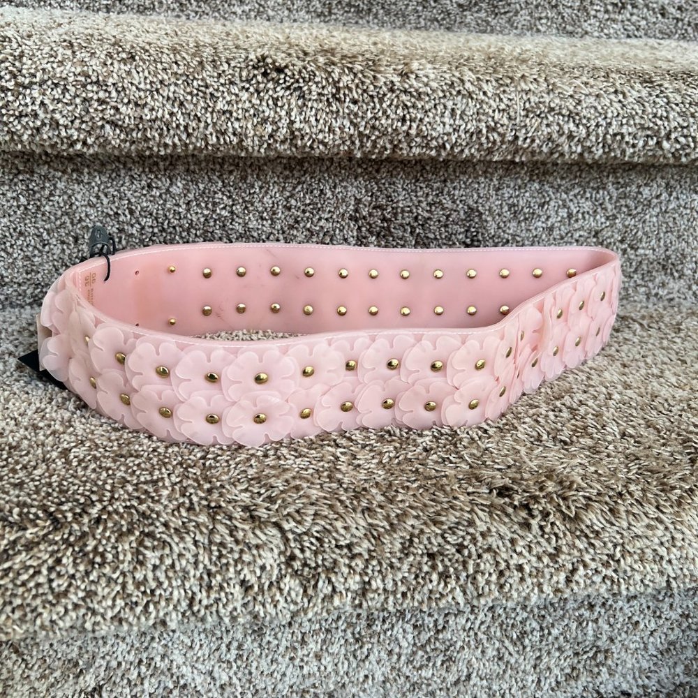 Burberry PRORSUM  Women's Coral Rubber Silicone With Gold Tone Stud Belt - Picture 7 of 16